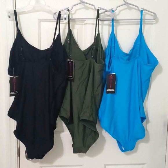 NWT Lot of 3 bathing suits same style blue black green xl - Picture 2 of 10